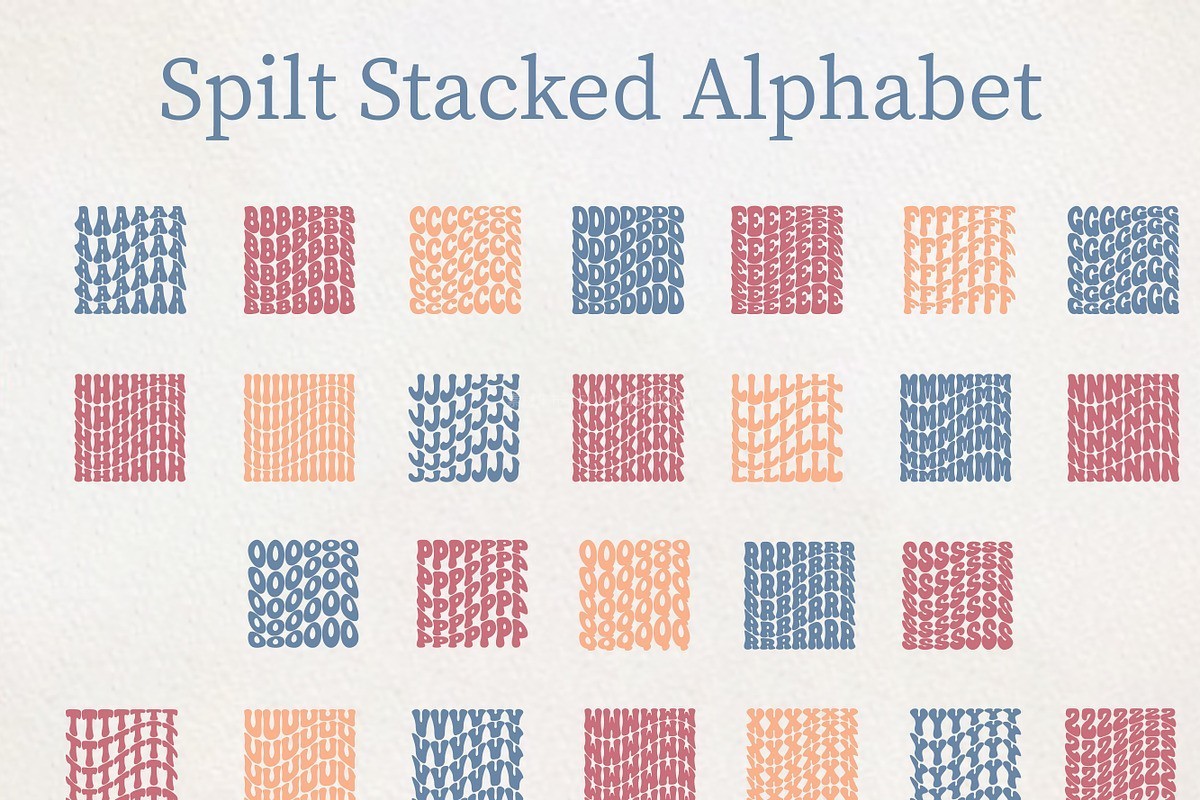 Spilt Stacked Bundle:11款创意堆叠效果装饰字体